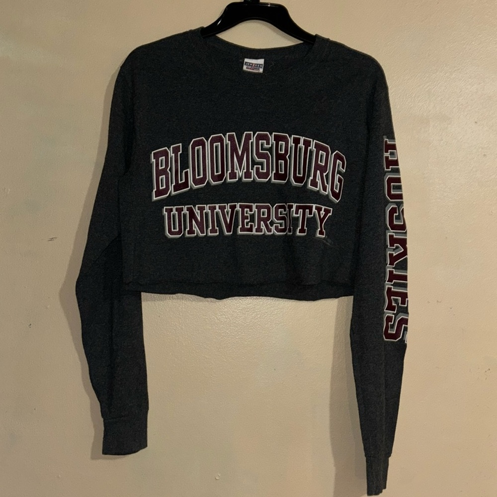 Cropped Long Sleeve “Bloomsburg University” In Front “Huskies” on the left sleev